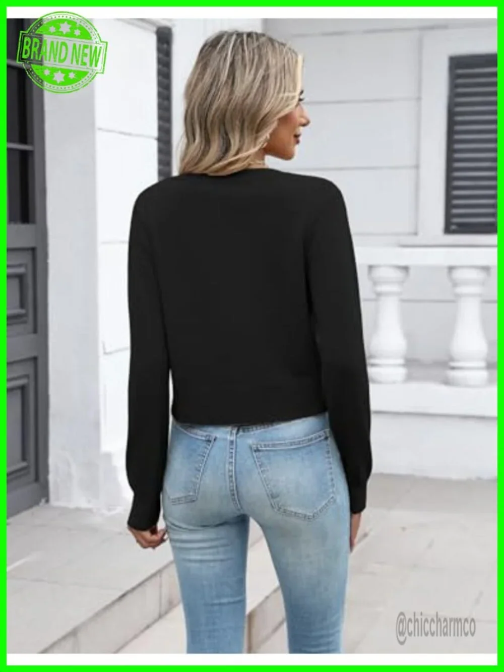 Cropped Cardigan Button Down Long Sleeve Knit Bolero Shrug